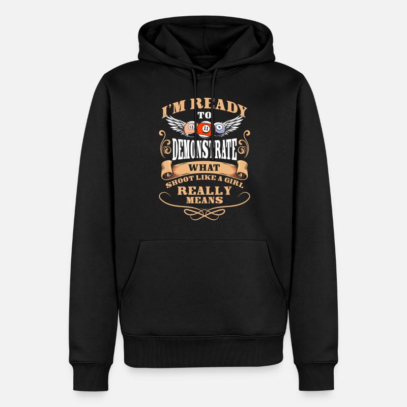 Pool Spruch Queue - Männer Premium Bio Hoodie - Schwarz