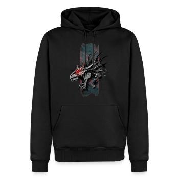 Rugissement de l’enfer : Dragon aux yeux rouges - Sweat à capuche Premium bio Homme - noir - Devant - Nico (187cm)
