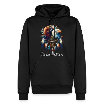 Sioux Nation Eagle Bison Attrape-rêves T Shirt - Sweat à capuche Premium bio Homme - noir - Devant - Nico (187cm)