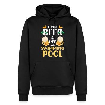 Piscine Loisirs d’été - Sweat à capuche Premium bio Homme - noir - Devant - Nico (187cm)
