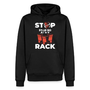 Beerpong Mug à boire - Sweat à capuche Premium bio Homme - noir - Devant - Nico (187cm)