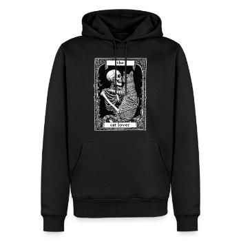 L’amoureux des chats - Sweat à capuche Premium bio Homme - noir - Devant - Nico (187cm)