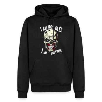Zombie - Je ne suis pas vieux - Sweat à capuche Premium bio Homme - noir - Devant - Nico (187cm)