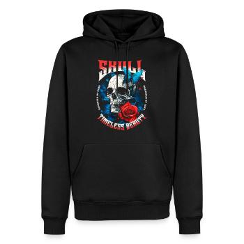 Totenkopf Totenschädel Schmetterling Rose Blume - Männer Premium Bio Hoodie - Schwarz - Vorne - Nico (187cm)