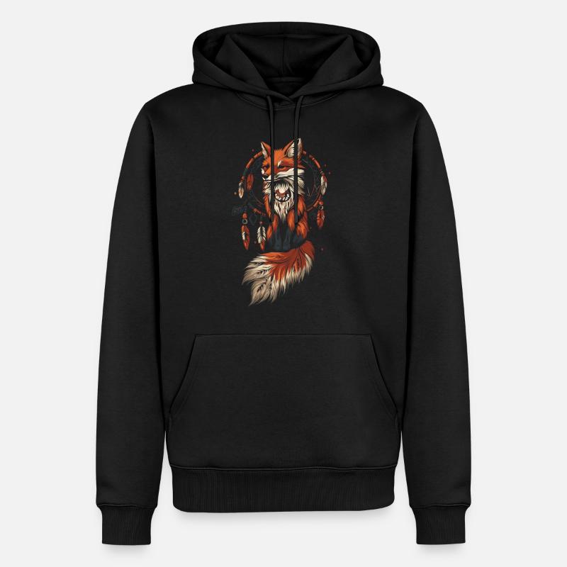 Fuchs Traumfäger Indianer - Männer Premium Bio Hoodie - Schwarz