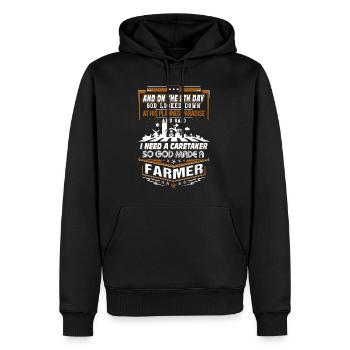 God Made A Farmer - Men’s Premium Organic Hoodie - black - Front - Nico (187cm)