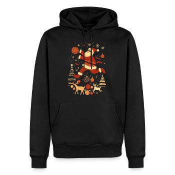 Weihnachtsmann Basketball Weihnachten - Männer Premium Bio Hoodie - Schwarz - Vorne - Nico (187cm)