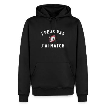 humour rugby cadeau homme je peux pas - Sweat à capuche Premium bio Homme - noir - Devant - Nico (187cm)