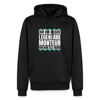 Ich bin dieser legendäre Monteur - Männer Premium Bio Hoodie - Schwarz - Vorne - Nico (187cm)