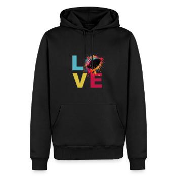 J’adore le football - Sweat à capuche Premium bio Homme - noir - Devant - Nico (187cm)