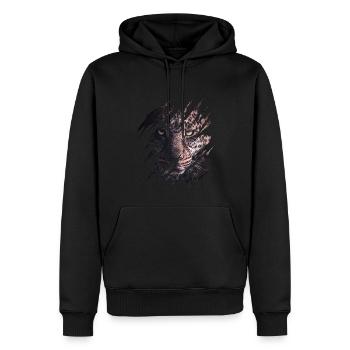 Leopard, scratch marks, claws, wild, big cat, animal - Men’s Premium Organic Hoodie - black - Front - Nico (187cm)