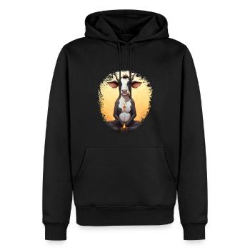 Kuh Yoga - Männer Premium Bio Hoodie - Schwarz - Vorne - Nico (187cm)