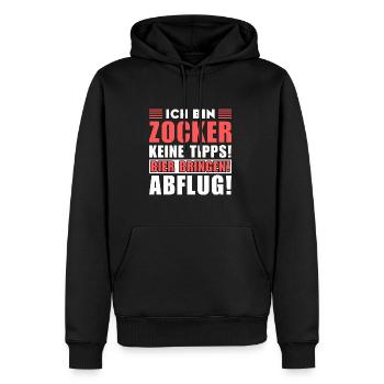 Ich bin Zocker - Keine Tipps! Bier bringen! - Männer Premium Bio Hoodie - Schwarz - Vorne - Nico (187cm)