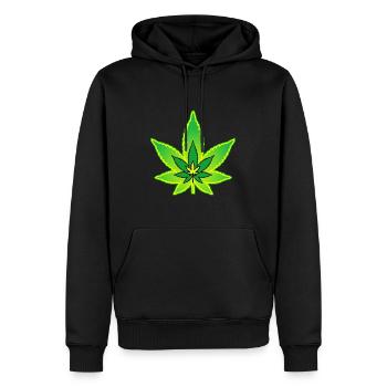 Cannabisblatt - Hanfblatt - Marihuana - Männer Premium Bio Hoodie - Schwarz - Vorne - Nico (187cm)