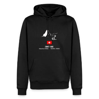 Zermatt Ski - Sweat à capuche Premium bio Homme - noir - Devant - Nico (187cm)