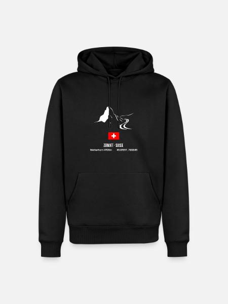 Zermatt Ski - Sweat à capuche Premium bio Homme - noir