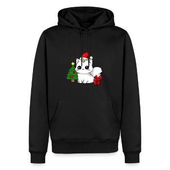 Weihnachten Einhorn Katze - Männer Premium Bio Hoodie - Schwarz - Vorne - Nico (187cm)