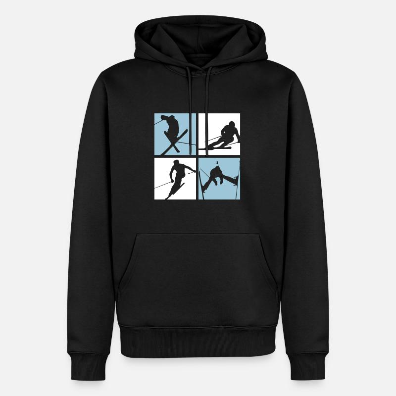 Skiing - Männer Premium Bio Hoodie - Schwarz