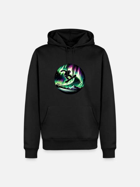 Snowboard Snowboarder Snowboard Aurores boréales - Sweat à capuche Premium bio Homme - noir