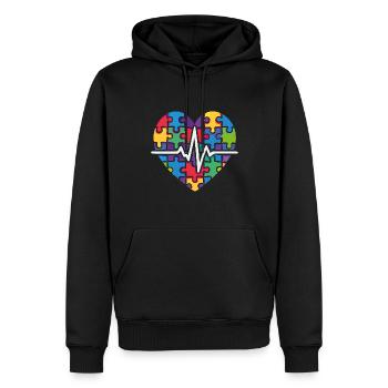 Puzzle coloré coeur battement de cœur - Sweat à capuche Premium bio Homme - noir - Devant - Nico (187cm)