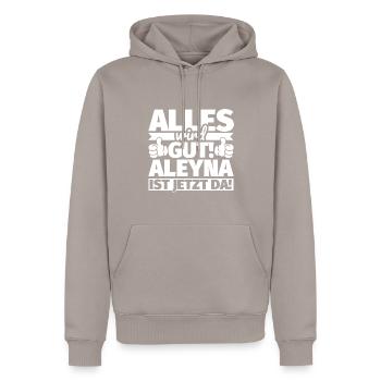 Aleyna Vorname Geschenk lustiger Spruch - Männer Premium Bio Hoodie - Taupe - Vorne - Nico (187cm)