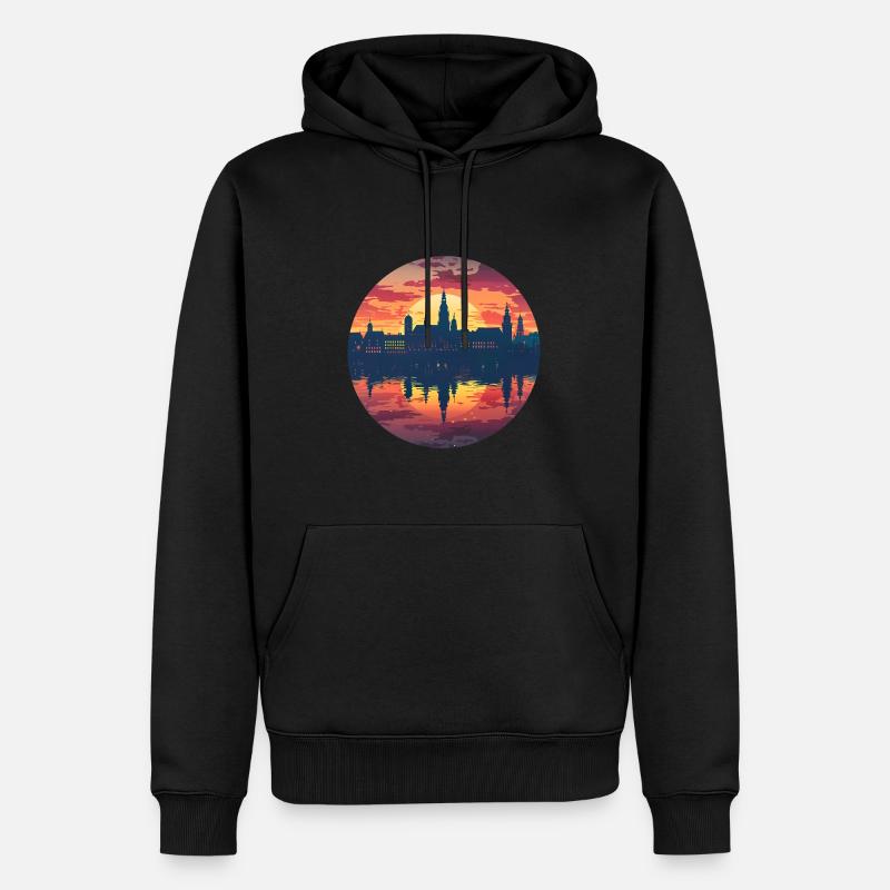 Leipzig Skyline - Männer Premium Bio Hoodie - Schwarz