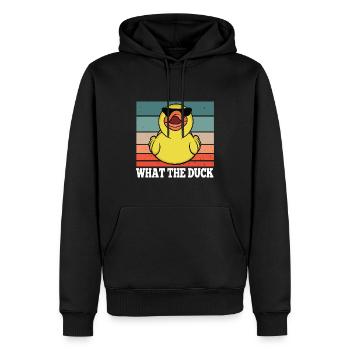 What the Duck Enten Wortspiel - Männer Premium Bio Hoodie - Schwarz - Vorne - Nico (187cm)