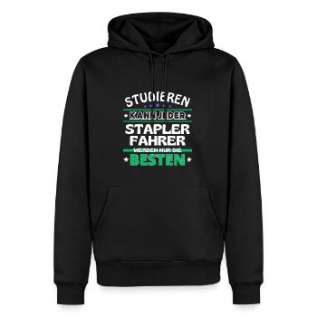 Studieren kann jeder Staplerfahrer sind die Besten - Männer Premium Bio Hoodie - Schwarz - Vorne - Nico (187cm)