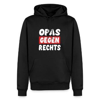 Opas Gegen Rechts - Rechts Nein Danke - Männer Premium Bio Hoodie - Schwarz - Vorne - Nico (187cm)