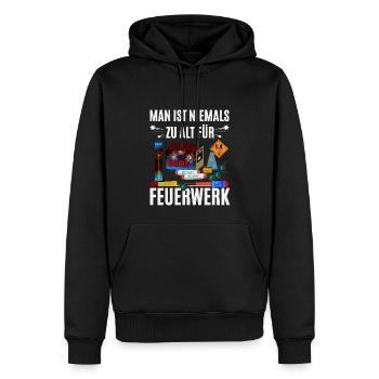 Niemals zu alt für Feuerwerk - Männer Premium Bio Hoodie - Schwarz - Vorne - Nico (187cm)