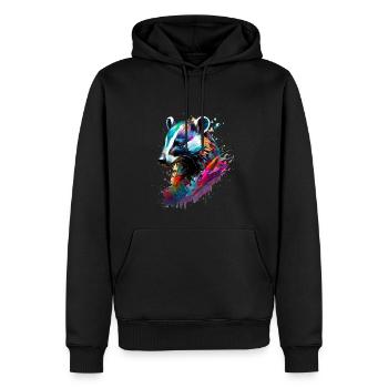 Blaireau peint - Sweat à capuche Premium bio Homme - noir - Devant - Nico (187cm)