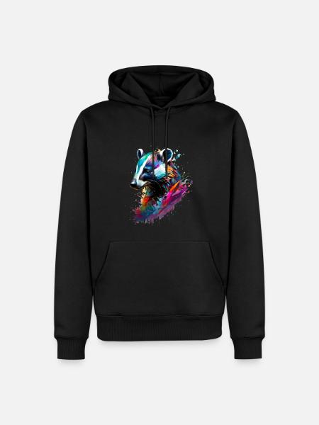 Bemalter Dachs - Männer Premium Bio Hoodie - Schwarz