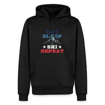 Eat Sleep Ski Repeat - Ski - Ski - Men’s Premium Organic Hoodie - black - Front - Nico (187cm)