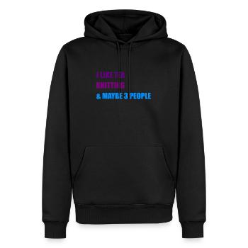 I LIKE TEA KNITTING AND MAYBE 3 PEOPLE - Men’s Premium Organic Hoodie - black - Front - Nico (187cm)