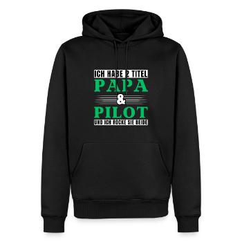 Ich habe 2 Titel Papa und Pilot - Männer Premium Bio Hoodie - Schwarz - Vorne - Nico (187cm)