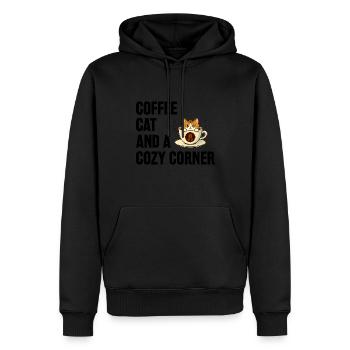 Chat de café et un coin douillet Dictons pour - Sweat à capuche Premium bio Homme - noir - Devant - Nico (187cm)