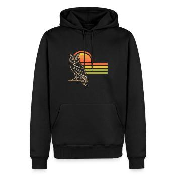 Vintage Eule - Männer Premium Bio Hoodie - Schwarz - Vorne - Nico (187cm)