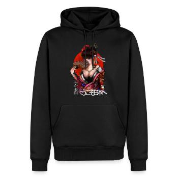 Geisha - Sweat à capuche Premium bio Homme - noir - Devant - Nico (187cm)