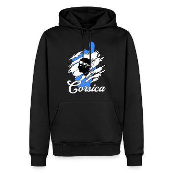 Île de Corse - Sweat à capuche Premium bio Homme - noir - Devant - Nico (187cm)