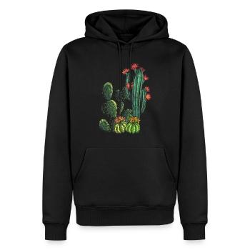 CACTUS LOVE - Fleurs du désert - Cactus épineux - Sweat à capuche Premium bio Homme - noir - Devant - Nico (187cm)