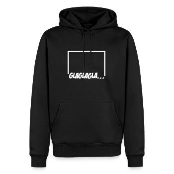 Glaglagla ! Motif blanc - Sweat à capuche Premium bio Homme - noir - Devant - Nico (187cm)