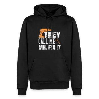 Mister Fix it er kann alles reparieren, Handwerker - Männer Premium Bio Hoodie - Schwarz - Vorne - Nico (187cm)