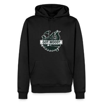 Holzbearbeitung bekam Holz - Männer Premium Bio Hoodie - Schwarz - Vorne - Nico (187cm)
