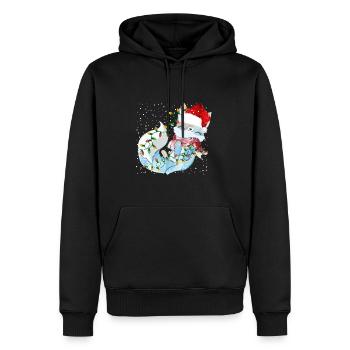 Niedliches Polarfuchs-Geschenk - Männer Premium Bio Hoodie - Schwarz - Vorne - Nico (187cm)