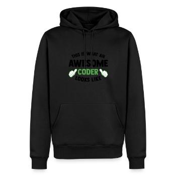 This Is What An Awesome Coder Looks Like Programmi - Männer Premium Bio Hoodie - Schwarz - Vorne - Nico (187cm)