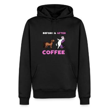 Before Coffee After Coffee - Männer Premium Bio Hoodie - Schwarz - Vorne - Nico (187cm)