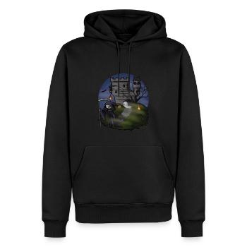 Halloween Phantom-Spuk-Schloss - Illustration - Männer Premium Bio Hoodie - Schwarz - Vorne - Nico (187cm)
