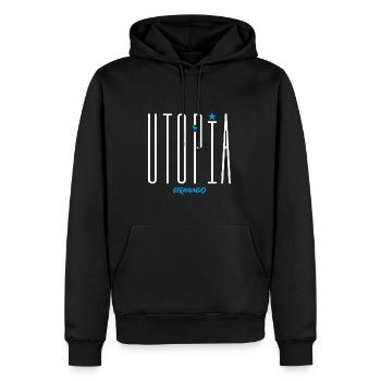 Utopia - Collection Giramundo Reggae - Sweat à capuche Premium bio Homme - noir - Devant - Nico (187cm)