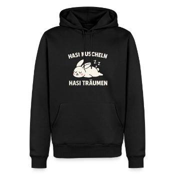 Bunny cuddling – bunny dreaming (sleeping bunny) - Men’s Premium Organic Hoodie - black - Front - Nico (187cm)
