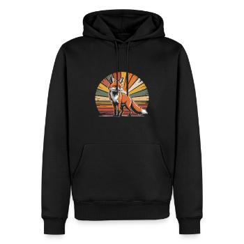 Renard Vintage Animal Renard Rouge - Sweat à capuche Premium bio Homme - noir - Devant - Nico (187cm)